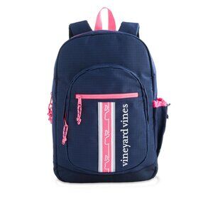 🚌 Vineyard Vines Padded Tech Backpack Navy/Pink White Whale Ribbon